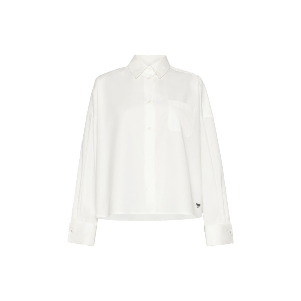 Max Mara Ovatta Boxy Cotton Poplin Shirt in White | Shirts | Luxury Shoes 