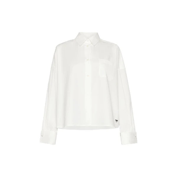 Max Mara Ovatta Boxy Cotton Poplin Shirt in White | Shirts | Luxury Shoes 