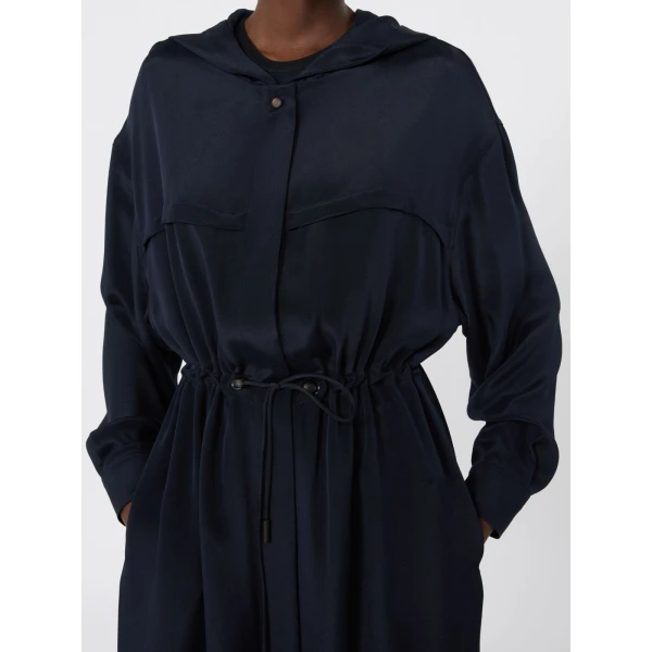 Max Mara Ovatte Silk Crepe de Chine Overcoat in Ultramarine | Coats | Luxury Shoes 