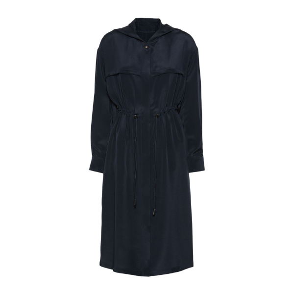 Max Mara Ovatte Silk Crepe de Chine Overcoat in Ultramarine | Coats | Luxury Shoes 