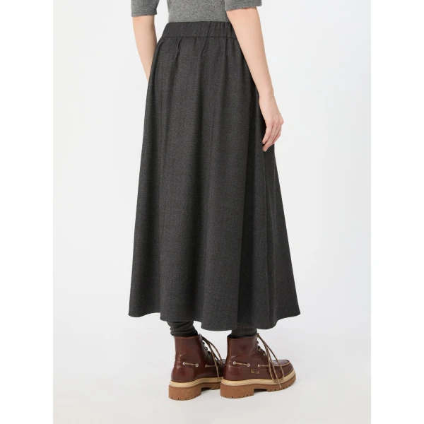 Max Mara Ovest Stretch Wool Flannel Midi Skirt in Dark Grey | Midi Skirts | Luxury Shoes 