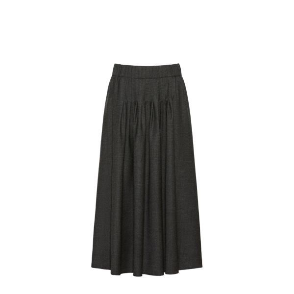Max Mara Ovest Stretch Wool Flannel Midi Skirt in Dark Grey | Midi Skirts | Luxury Shoes 