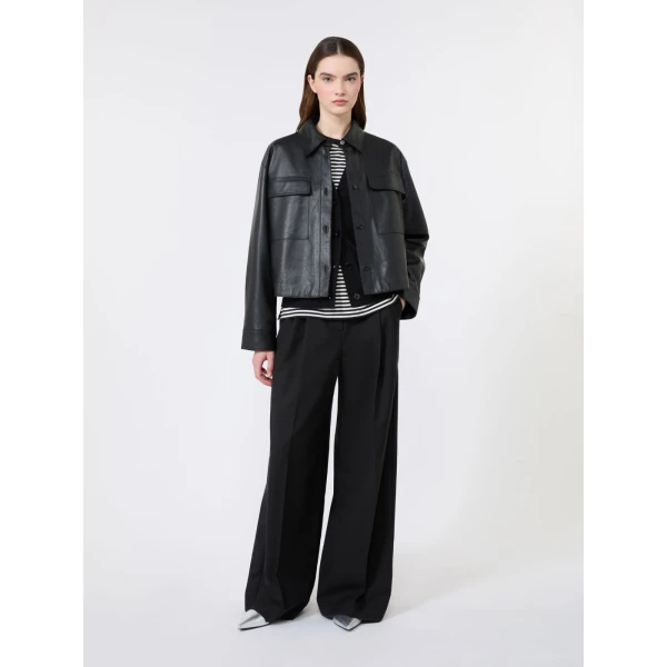 Max Mara Ovvio Wide Leg Wool Trousers in Black | Wide leg pants | Luxury Shoes 