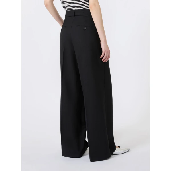 Max Mara Ovvio Wide Leg Wool Trousers in Black | Wide leg pants | Luxury Shoes 