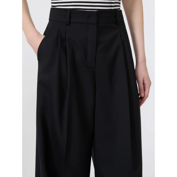 Max Mara Ovvio Wide Leg Wool Trousers in Black | Wide leg pants | Luxury Shoes 