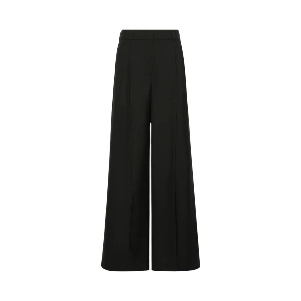 Max Mara Ovvio Wide Leg Wool Trousers in Black | Wide leg pants | Luxury Shoes 