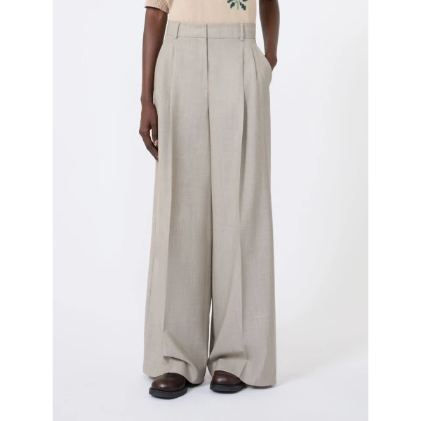 Max Mara Ovvio Wide Leg Wool Trousers in Hazelnut Brown | Wide leg pants | Luxury Shoes 
