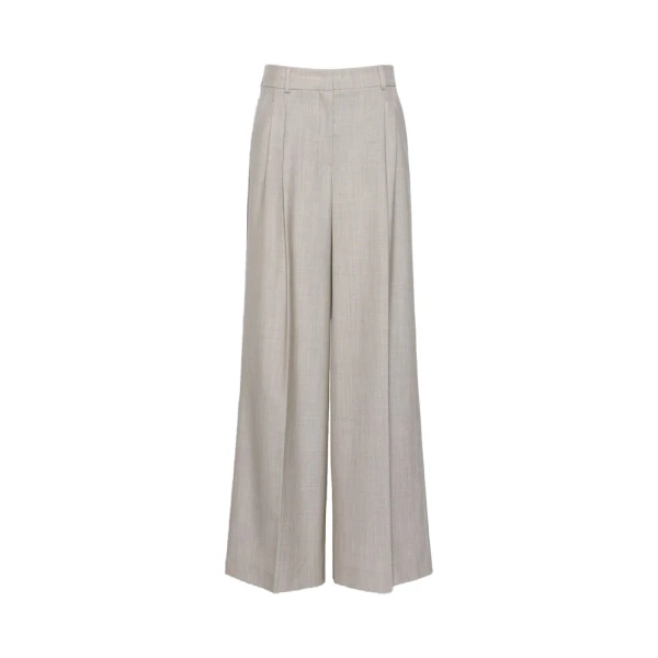 Max Mara Ovvio Wide Leg Wool Trousers in Hazelnut Brown | Wide leg pants | Luxury Shoes 