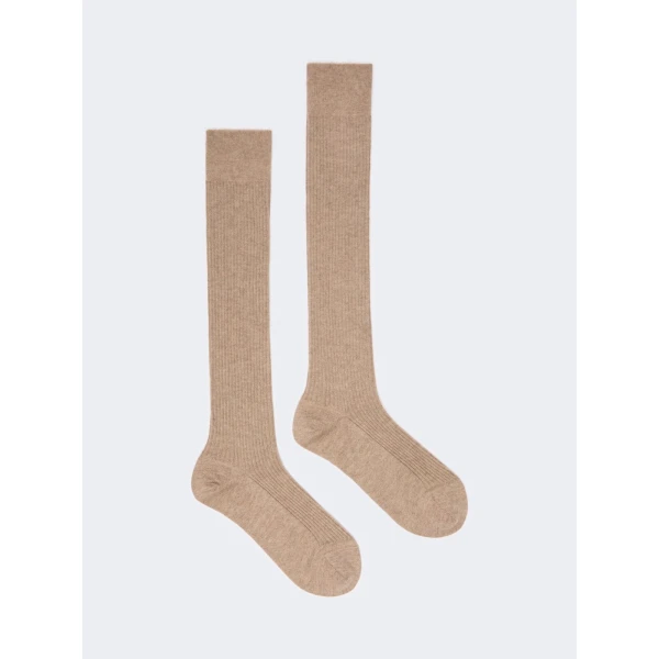 Max Mara Oxiria Ribbed Cashmere Socks in Beige | Accessories | Luxury Shoes 