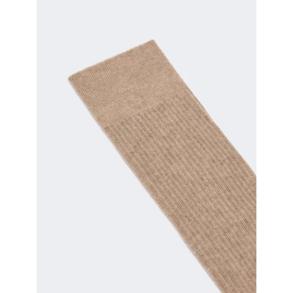 Max Mara Oxiria Ribbed Cashmere Socks in Beige | Accessories | Luxury Shoes 
