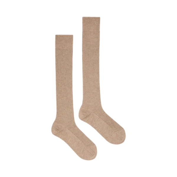 Max Mara Oxiria Ribbed Cashmere Socks in Beige | Accessories | Luxury Shoes 