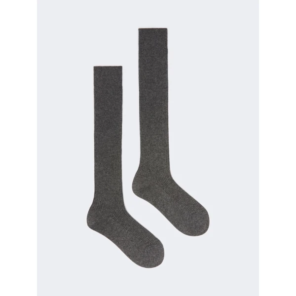 Max Mara Oxiria Ribbed Cashmere Socks in Dark Grey | Accessories | Luxury Shoes 