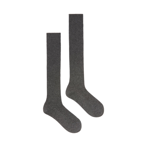 Max Mara Oxiria Ribbed Cashmere Socks in Dark Grey | Accessories | Luxury Shoes 