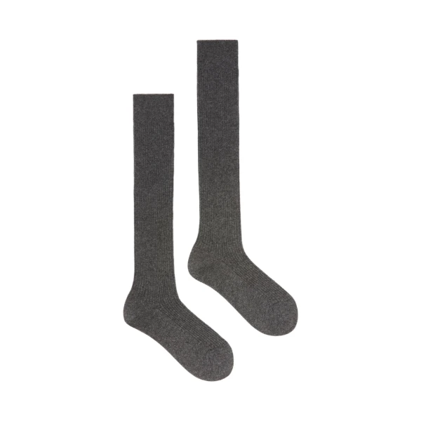 Max Mara Oxiria Ribbed Cashmere Socks in Dark Grey | Accessories | Luxury Shoes 