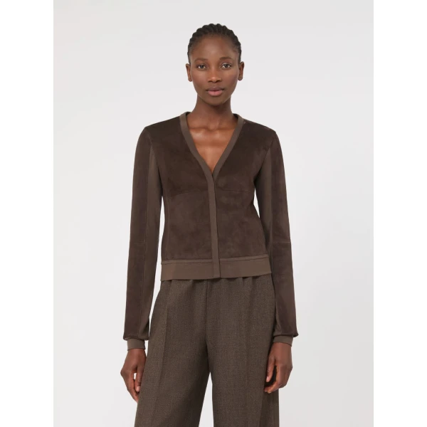 Max Mara Ozioso Wool Jersey Cardigan in Mud | Wool Coat | Luxury Shoes 