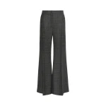 Max Mara Pacca Prince of Wales Check Wool Trousers in Dark Grey | Tailored pants | Luxury Shoes 