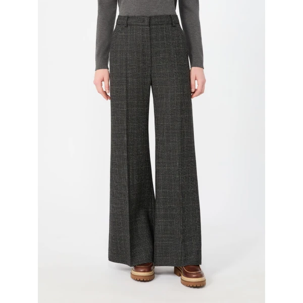 Max Mara Pacca Prince of Wales Check Wool Trousers in Dark Grey | Tailored pants | Luxury Shoes 