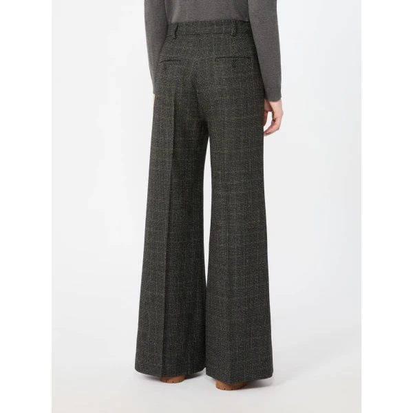 Max Mara Pacca Prince of Wales Check Wool Trousers in Dark Grey | Tailored pants | Luxury Shoes 