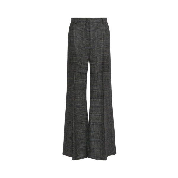 Max Mara Pacca Prince of Wales Check Wool Trousers in Dark Grey | Tailored pants | Luxury Shoes 