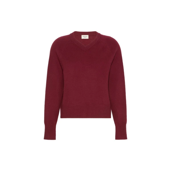 Max Mara Padre Cashmere V-Neck Jumper in Bordeaux | Sweaters | Luxury Shoes 