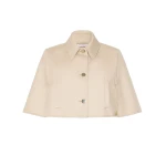 Max Mara Padre Cropped Gabardine Cape in Stone Grey | Coats | Luxury Shoes 