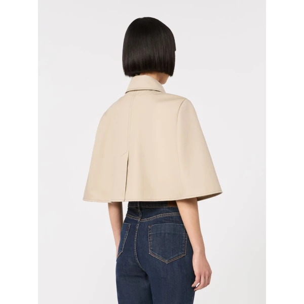 Max Mara Padre Cropped Gabardine Cape in Stone Grey | Coats | Luxury Shoes 