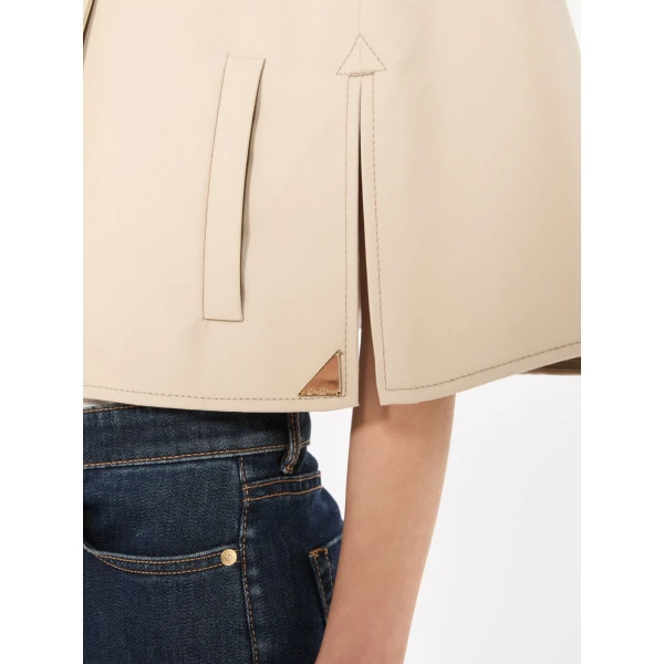 Max Mara Padre Cropped Gabardine Cape in Stone Grey | Coats | Luxury Shoes 