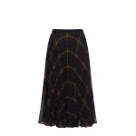 Max Mara Pagano Plisse Georgette-Blend Skirt in Blue Brown | Pleated Skirts | Luxury Shoes 