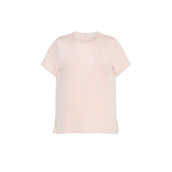 Max Mara Pagano Printed Silk Crepe de Chine Blouse in Pink | Blouse | Luxury Shoes 