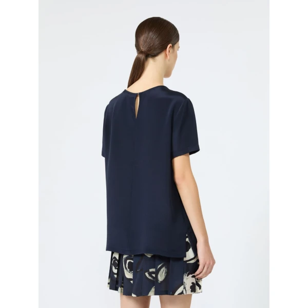 Max Mara Pagano Printed Silk Crepe de Chine Blouse in Ultramarine | Blouse | Luxury Shoes 