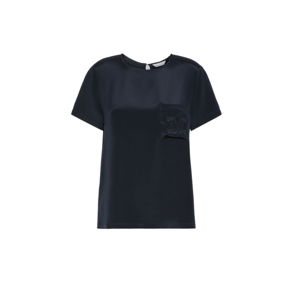 Max Mara Pagano Printed Silk Crepe de Chine Blouse in Ultramarine | Blouse | Luxury Shoes 