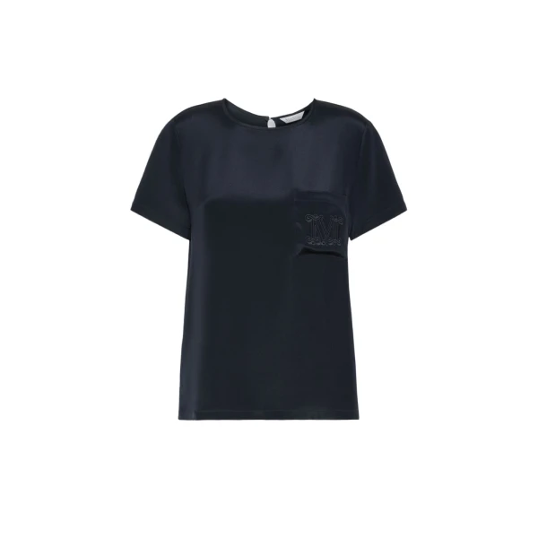 Max Mara Pagano Printed Silk Crepe de Chine Blouse in Ultramarine | Blouse | Luxury Shoes 