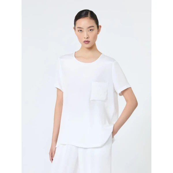 Max Mara Pagano Printed Silk Crepe de Chine Blouse in White | Blouse | Luxury Shoes 
