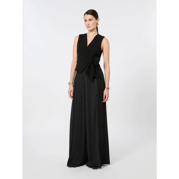 Max Mara Pagella Compact Cady Cropped Gilet in Black | Vests | Luxury Shoes 
