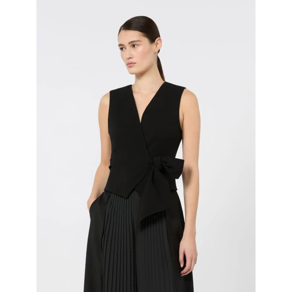 Max Mara Pagella Compact Cady Cropped Gilet in Black | Vests | Luxury Shoes 