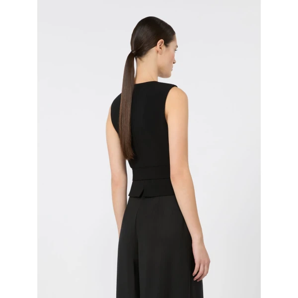 Max Mara Pagella Compact Cady Cropped Gilet in Black | Vests | Luxury Shoes 