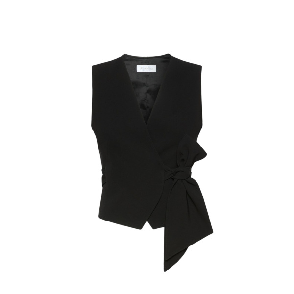 Max Mara Pagella Compact Cady Cropped Gilet in Black | Vests | Luxury Shoes 