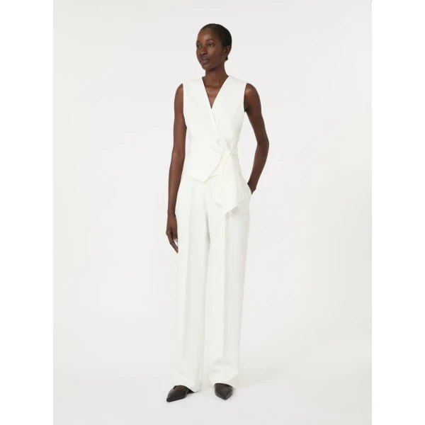 Max Mara Pagella Compact Cady Cropped Gilet in White | Vests | Luxury Shoes 