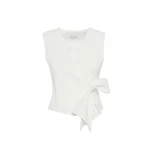 Max Mara Pagella Compact Cady Cropped Gilet in White | Vests | Luxury Shoes 