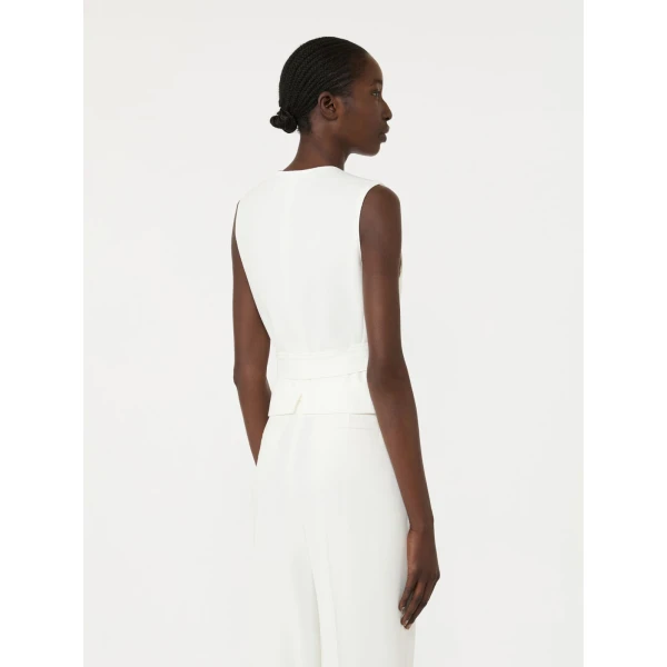 Max Mara Pagella Compact Cady Cropped Gilet in White | Vests | Luxury Shoes 