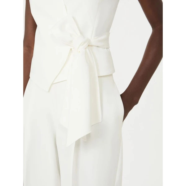 Max Mara Pagella Compact Cady Cropped Gilet in White | Vests | Luxury Shoes 