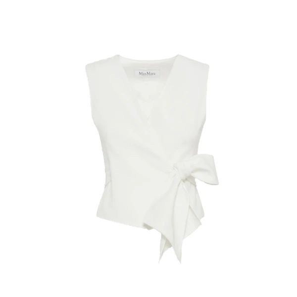 Pagella Compact Cady Cropped Gilet in White
