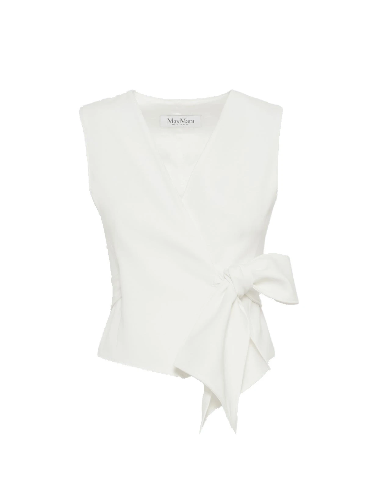 Max Mara Pagella Compact Cady Cropped Gilet in White Max Mara Pagella Compact Cady Cropped Gilet in White | Vests | Luxury Shoes