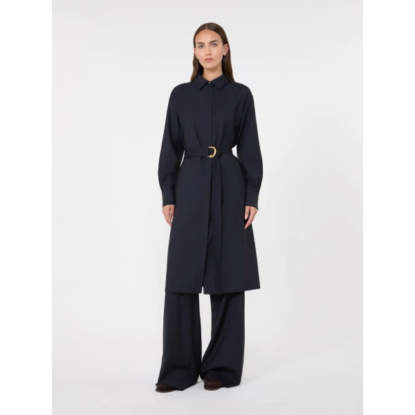 Max Mara Pagella Woollen Cloth Shirt Dress in Navy | Shirtdress | Luxury Shoes 