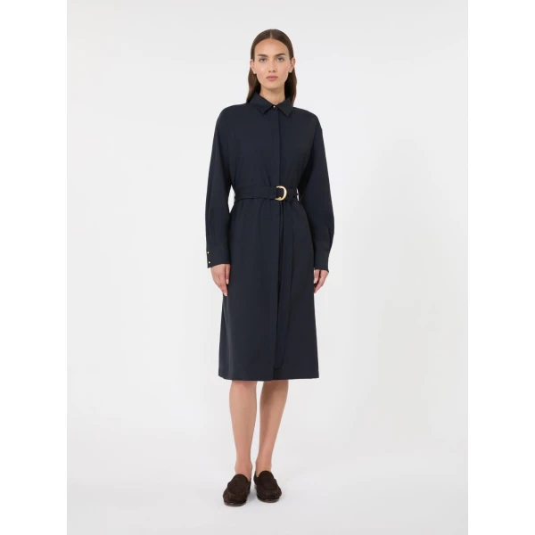 Max Mara Pagella Woollen Cloth Shirt Dress in Navy | Shirtdress | Luxury Shoes 
