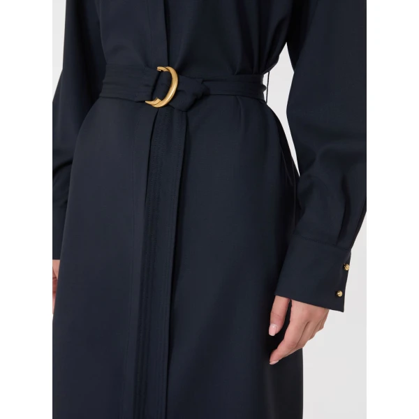 Max Mara Pagella Woollen Cloth Shirt Dress in Navy | Shirtdress | Luxury Shoes 