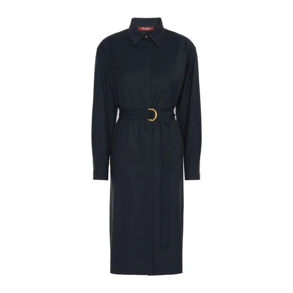 Max Mara Pagella Woollen Cloth Shirt Dress in Navy | Shirtdress | Luxury Shoes 