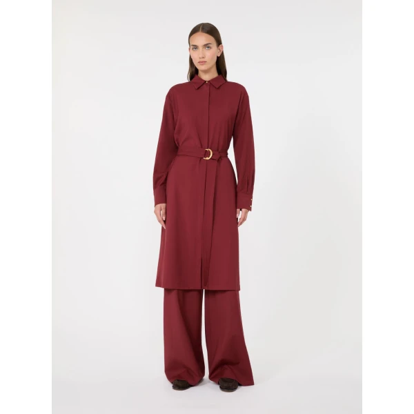Max Mara Pagella Woollen Cloth Shirt Dress in Ruby | Shirtdress | Luxury Shoes 