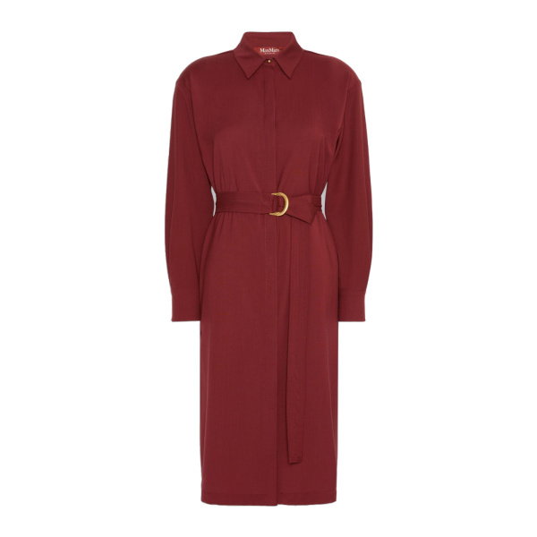 Max Mara Pagella Woollen Cloth Shirt Dress in Ruby | Shirtdress | Luxury Shoes 