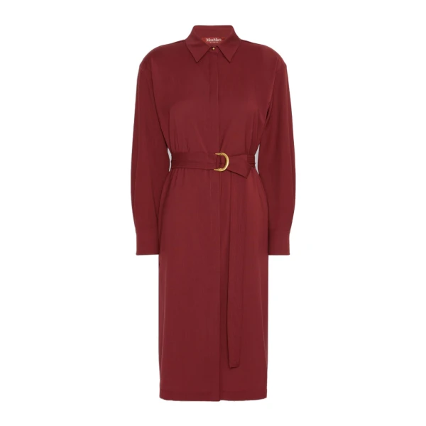 Pagella Woollen Cloth Shirt Dress in Ruby